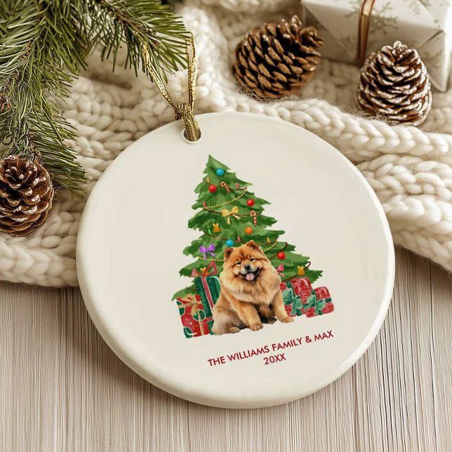 Ornamento De Cerâmica Chow Chow Dog Personalizado Natal (Criador carregado)