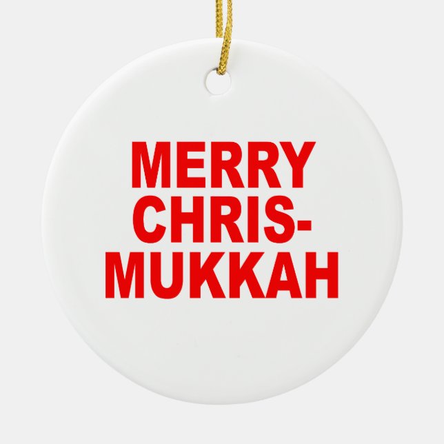 Ornamento De Cerâmica Chrismukkah (Frente)