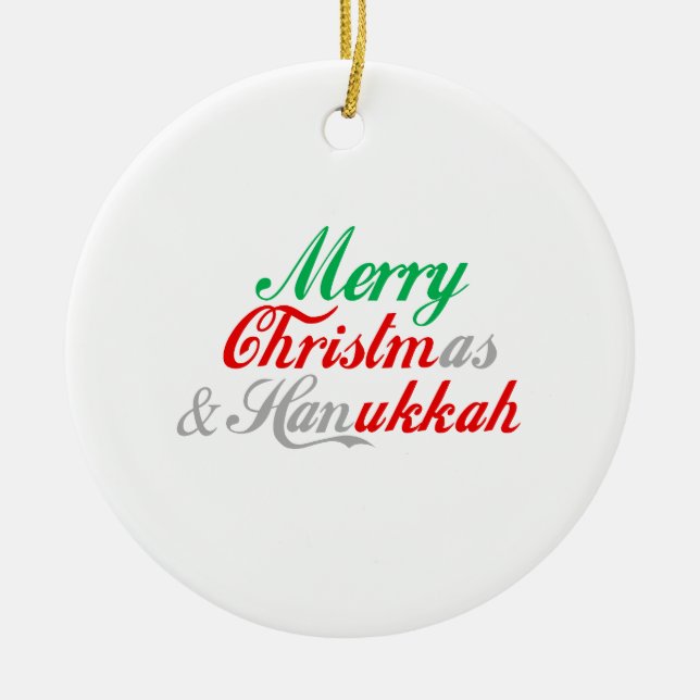 Ornamento De Cerâmica Chrismukkah alegre (Frente)
