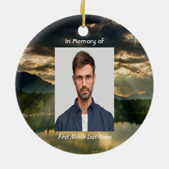 Ornamento De Cerâmica Christian Memorial Keepsake Beautiful Lake Beach (Traseira)