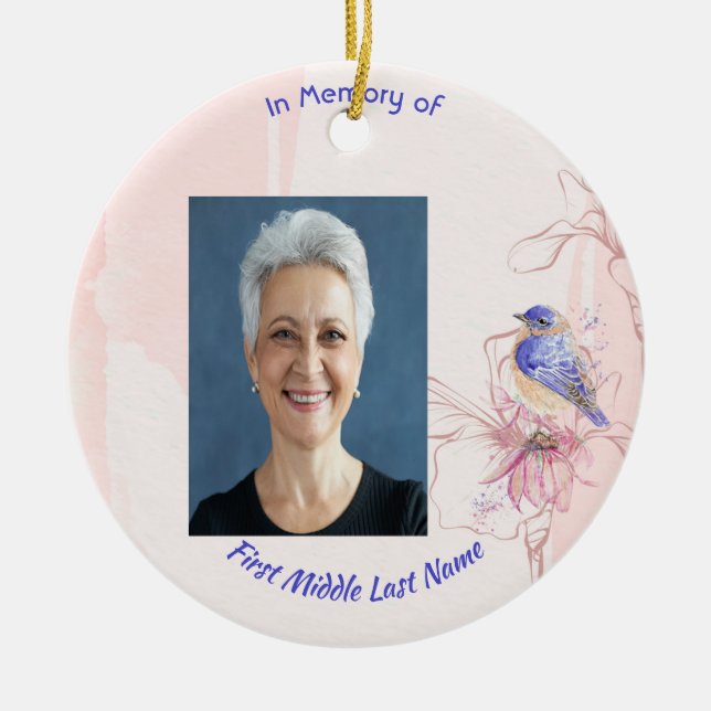 Ornamento De Cerâmica Christian Memorial Keepsake  Bluebird Garden  (Frente)