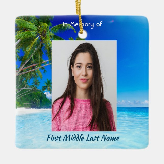 Ornamento De Cerâmica Christian Memorial Keepsake Tropical Beach Exotic (Frente)