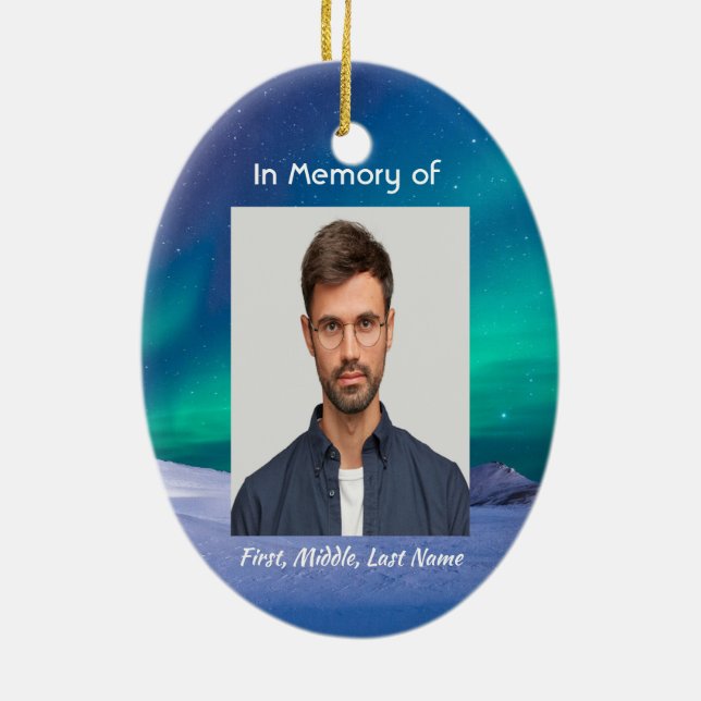 Ornamento De Cerâmica Christian Memorial Norte Luzes Aurora Borealis (Verso)