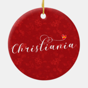 Ornamento De Cerâmica Christiania Flag Heart, Fristaden Christiania