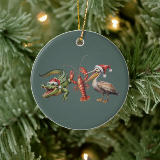 Ornamento De Cerâmica Christmas Alligator Pelican Crawfish Goose Animal (Árvore)