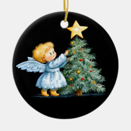 Ornamento De Cerâmica Christmas Angel Sweet and Heartfelt Personalize
