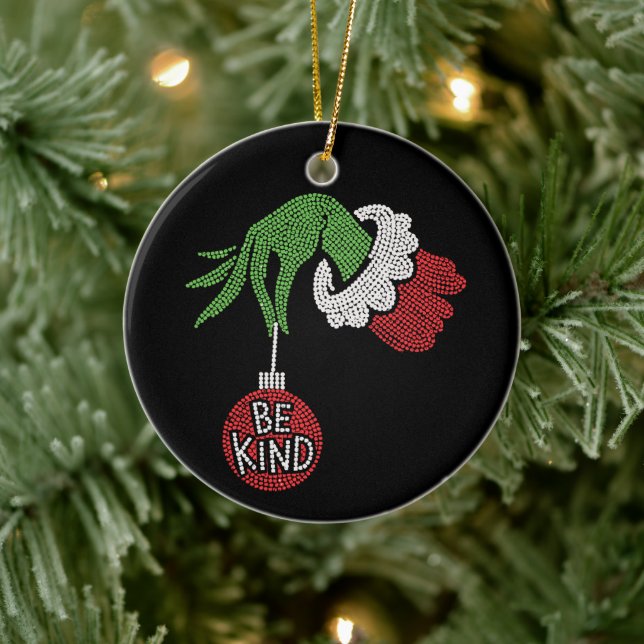 Ornamento De Cerâmica Christmas Be Kind Jingle Ball Rhinestone Bling (Árvore)
