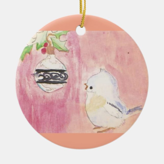 Ornamento De Cerâmica Christmas Bird and Ornament (Frente)