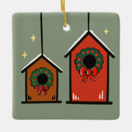 Ornamento De Cerâmica Christmas Birdhouses Ornament – Cozy Minimal