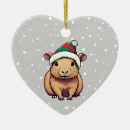 Ornamento De Cerâmica Christmas Capybara