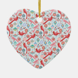 Ornamento De Cerâmica Christmas Cardinals Midcentury Modern