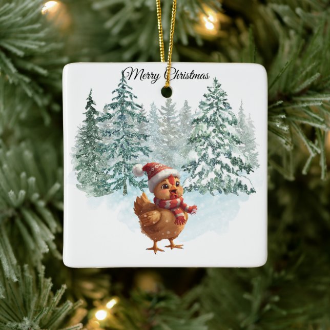 Ornamento De Cerâmica Christmas Chicken Ornament (Árvore)