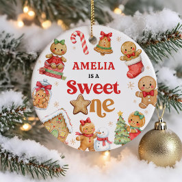 Ornamento De Cerâmica Christmas Cookie Sweet One 1st Birthday 