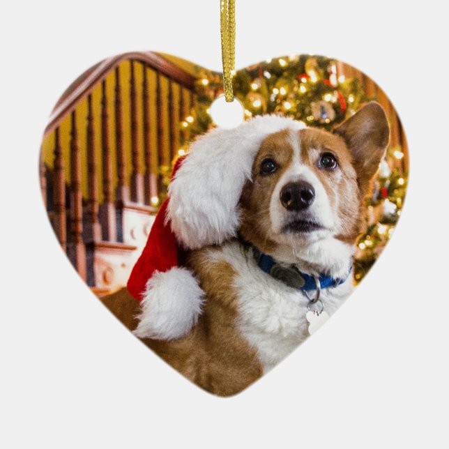 Ornamento De Cerâmica Christmas Corgi (Frente)