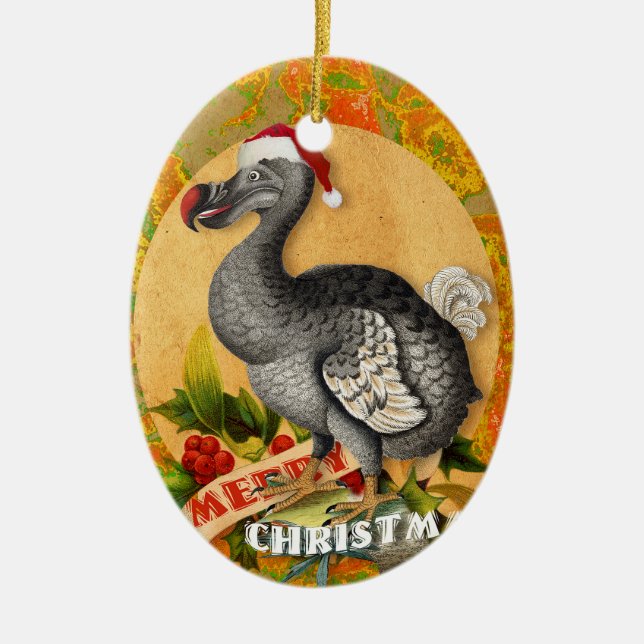 Ornamento De Cerâmica Christmas Dodo Bird (Frente)