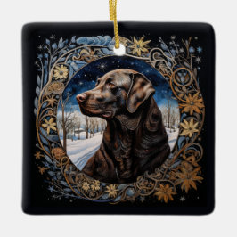 Ornamento De Cerâmica Christmas Fantasy Labrador Ornament