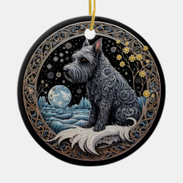 Ornamento De Cerâmica Christmas Fantasy Scottie