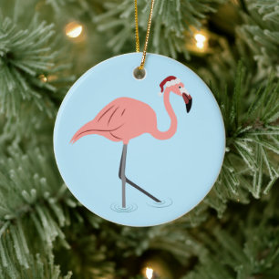 Ornamento De Cerâmica Christmas Flamingo