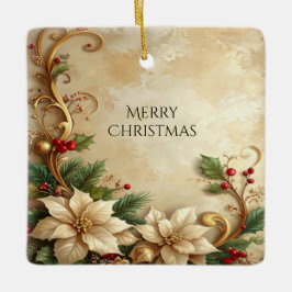 Ornamento De Cerâmica Christmas Floral Holiday Ornament
