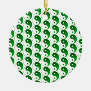 Ornamento De Cerâmica Christmas Green Yin & Yang Pattern