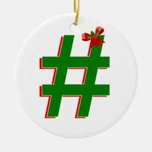 Ornamento De Cerâmica #Christmas #HASHTAG - Hash Tag Symbol