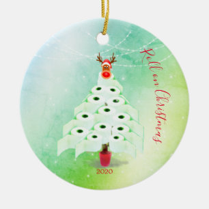 Ornamento De Cerâmica Christmas Holiday Corona Toilet Tree Lights Green