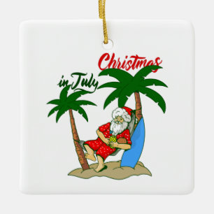 Ornamento De Cerâmica christmas july tropical santa claus