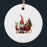 Ornamento De Cerâmica Christmas Light Gnome Santa Claus Riding Sleigh Hi<br><div class="desc">Christmas Light Gnome Santa Claus Riding Sleigh Highland Cow T-Shirt (1)</div>