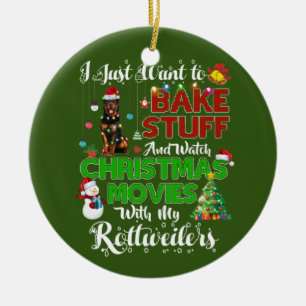 Ornamento De Cerâmica Christmas Movies with Rottweilers