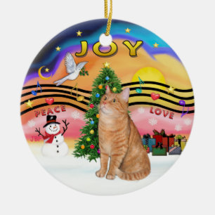 Ornamento De Cerâmica Christmas Music 2 - Orange tabby cat 40