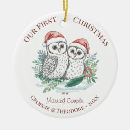 Ornamento De Cerâmica Christmas Ornament - First Christmas Married Photo