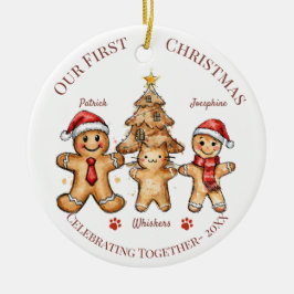 Ornamento De Cerâmica Christmas Ornament - First Christmas with our Cat