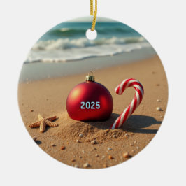 Ornamento De Cerâmica Christmas ornament on the beach holiday gift idea 