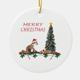Ornamento De Cerâmica Christmas Ornament, wildlife, mom and baby fox