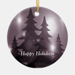 Ornamento De Cerâmica Christmas Party Pink Trees Holiday Winter Elegant