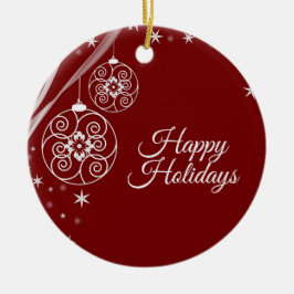 Ornamento De Cerâmica Christmas Party White Stars Red Elegant 