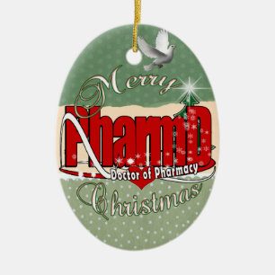 Ornamento De Cerâmica CHRISTMAS PharmD Médico de Farmácia
