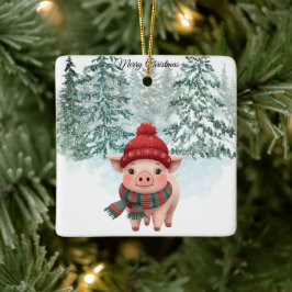 Ornamento De Cerâmica Christmas Pig Ornament