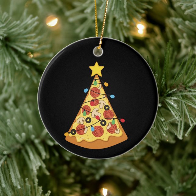 Ornamento De Cerâmica Christmas Pizza Lover Holiday Dinner Xmas Night  (Árvore)