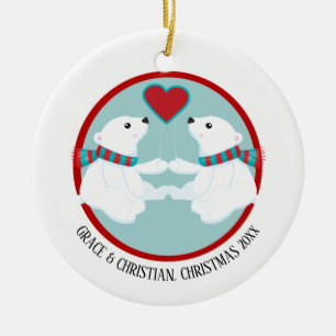 Ornamento De Cerâmica Christmas Polar Bear Personalized