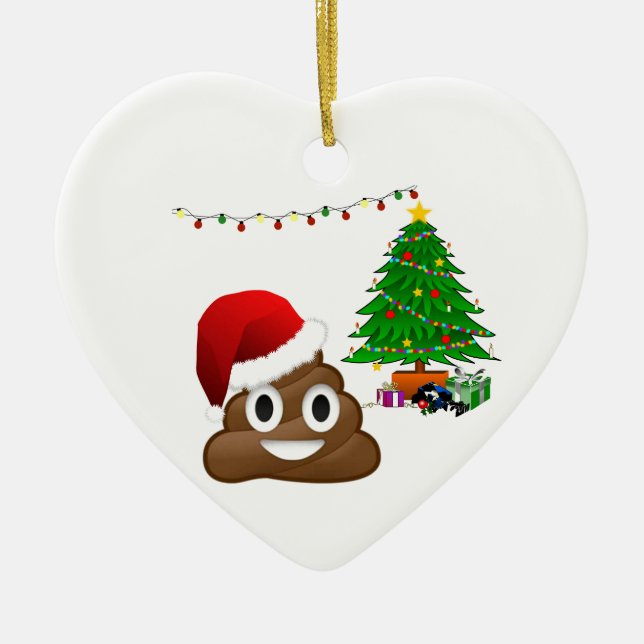 Ornamento De Cerâmica christmas poo emoji (Frente)