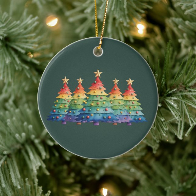 Ornamento De Cerâmica Christmas Pride Rainbow LGBTQ Equal Rights Gay  (Árvore)