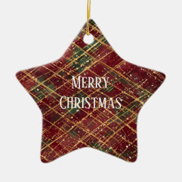 Ornamento De Cerâmica Christmas, Red Gold Green ,White Merry Christmas