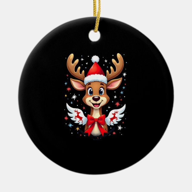 Ornamento De Cerâmica christmas Reindeer (3) (Frente)
