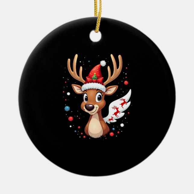 Ornamento De Cerâmica christmas Reindeer (5) (Frente)
