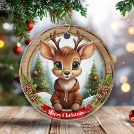 Ornamento De Cerâmica Christmas Rustic Vibe Personal Name Gift Tag 🦌🎄