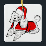 Ornamento De Cerâmica christmas santa claus poodle<br><div class="desc">"christmas santa claus poodle ", "dog santa claus",  "poodle papais noeis",  "xmas poodle",  "christmas poodle ", "poodle santa claus",  "xmas dog",  "santa claus"</div>