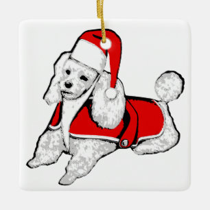 Ornamento De Cerâmica christmas santa claus poodle