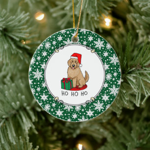 Ornamento De Cerâmica Christmas Santa Goldendoodle (golden red) Dog Cute