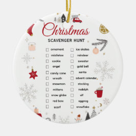 Ornamento De Cerâmica Christmas Scavenger Hunt Checklist Art